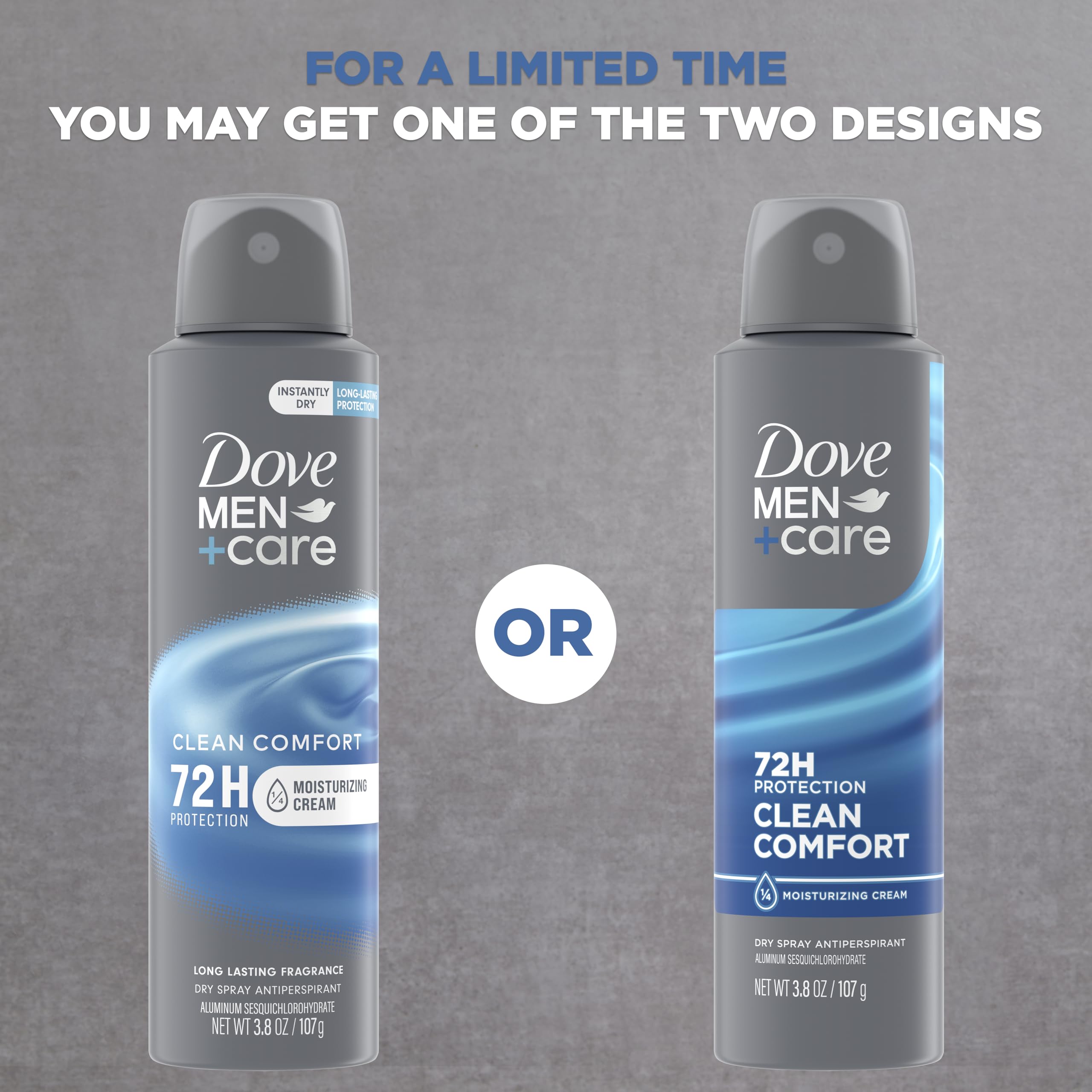 Dove Men+Care Antiperspirant Deodorant Clean Comfort, Pack of 12, Dry Spray For Men 72-hour Sweat and Odor Protection with Triple Defense Technology 3.8 oz